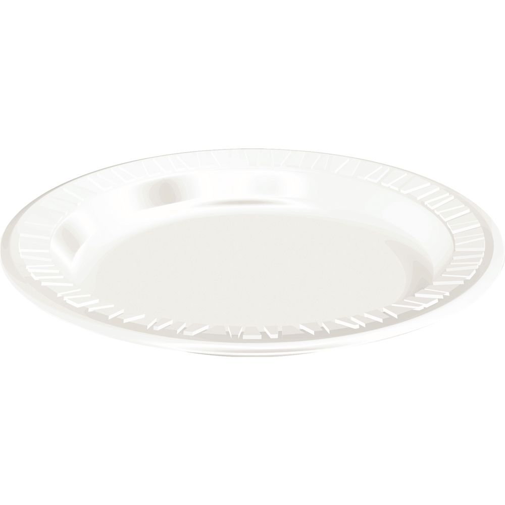 Dart® Concorde® Non-Laminated Foam Plastic Plate, White, 9in